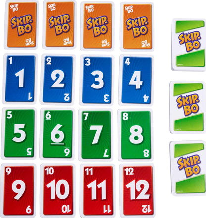 Mattel Skip Bo Card Game in Decorative Tin with 162 Cards, Sequencing Family Game for 2 to 6 Players, Kids Gift for Ages 7 Years & Older