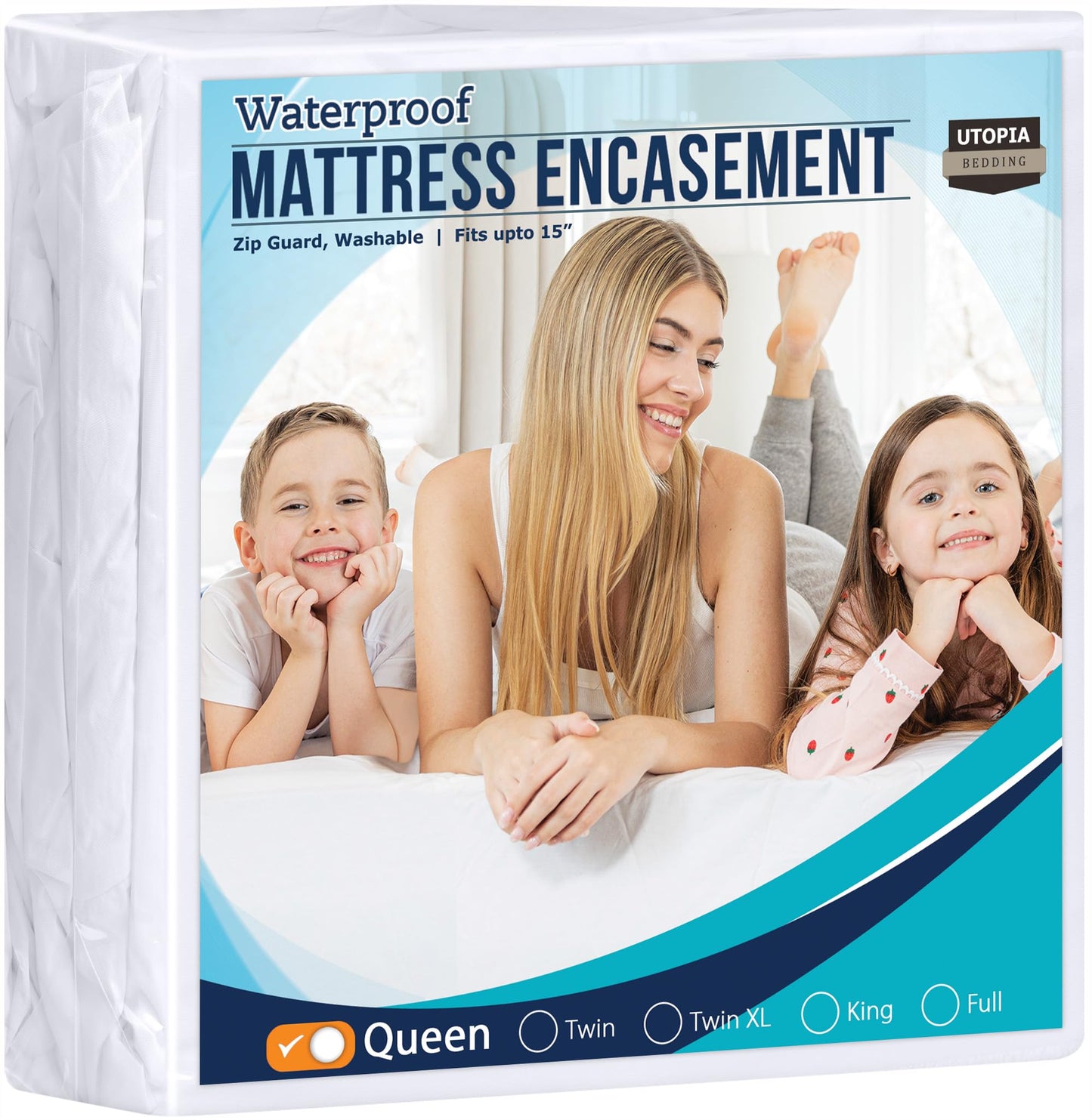 Utopia Bedding Zippered Mattress Encasement Queen, 100% Waterproof Bed Bug and Dust Mite Proof Mattress Protector, Absorbent Six-Sided Mattress Cover