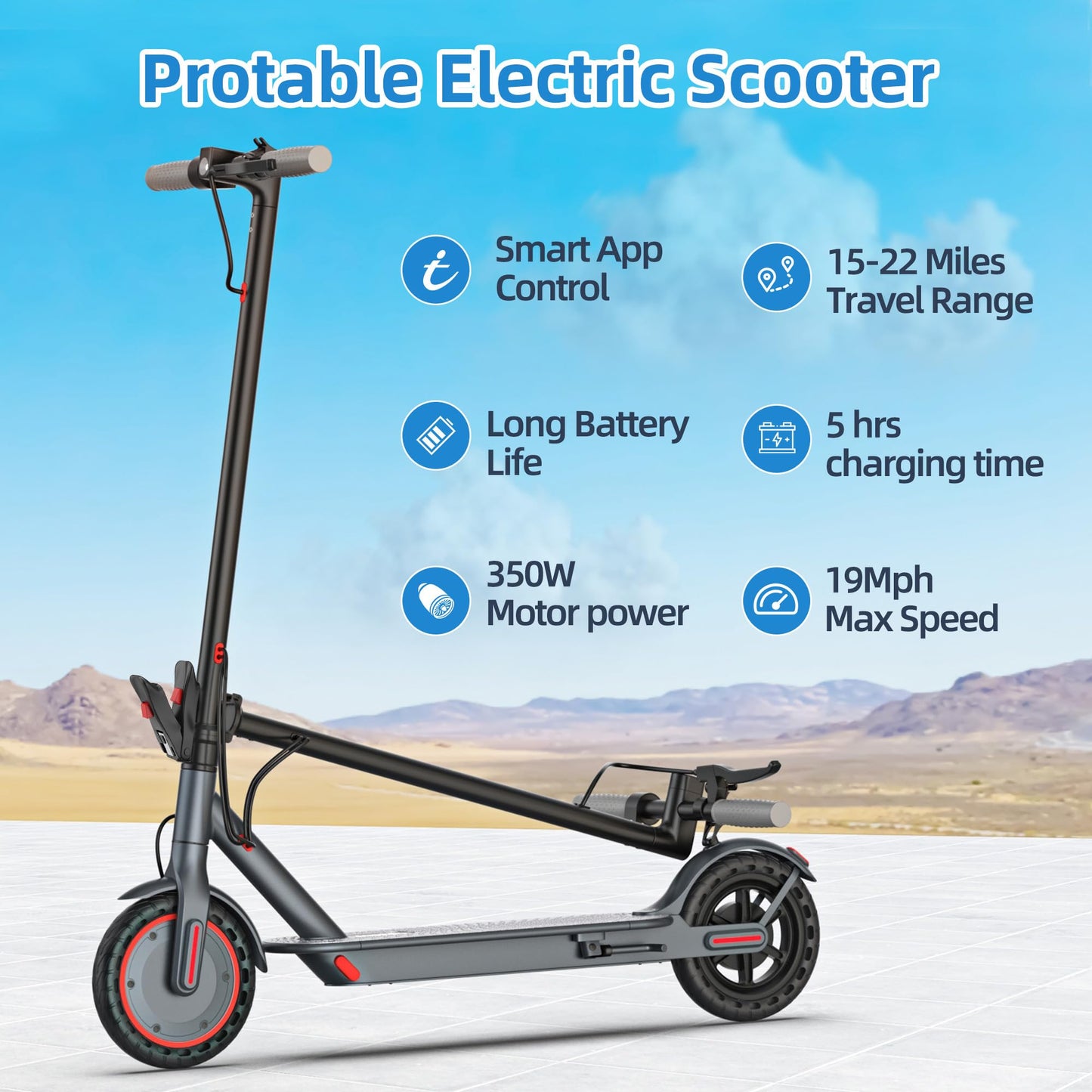 Electric Scooter Adults, Powerful 350W E-Scooter, Max 19 Mph & 15-19 Miles Range Scooters, Folding Scooters with 8.5" Solid Tires, Commuting Scooter Kick Scooter with APP Control (JS03-21Miles-350W)