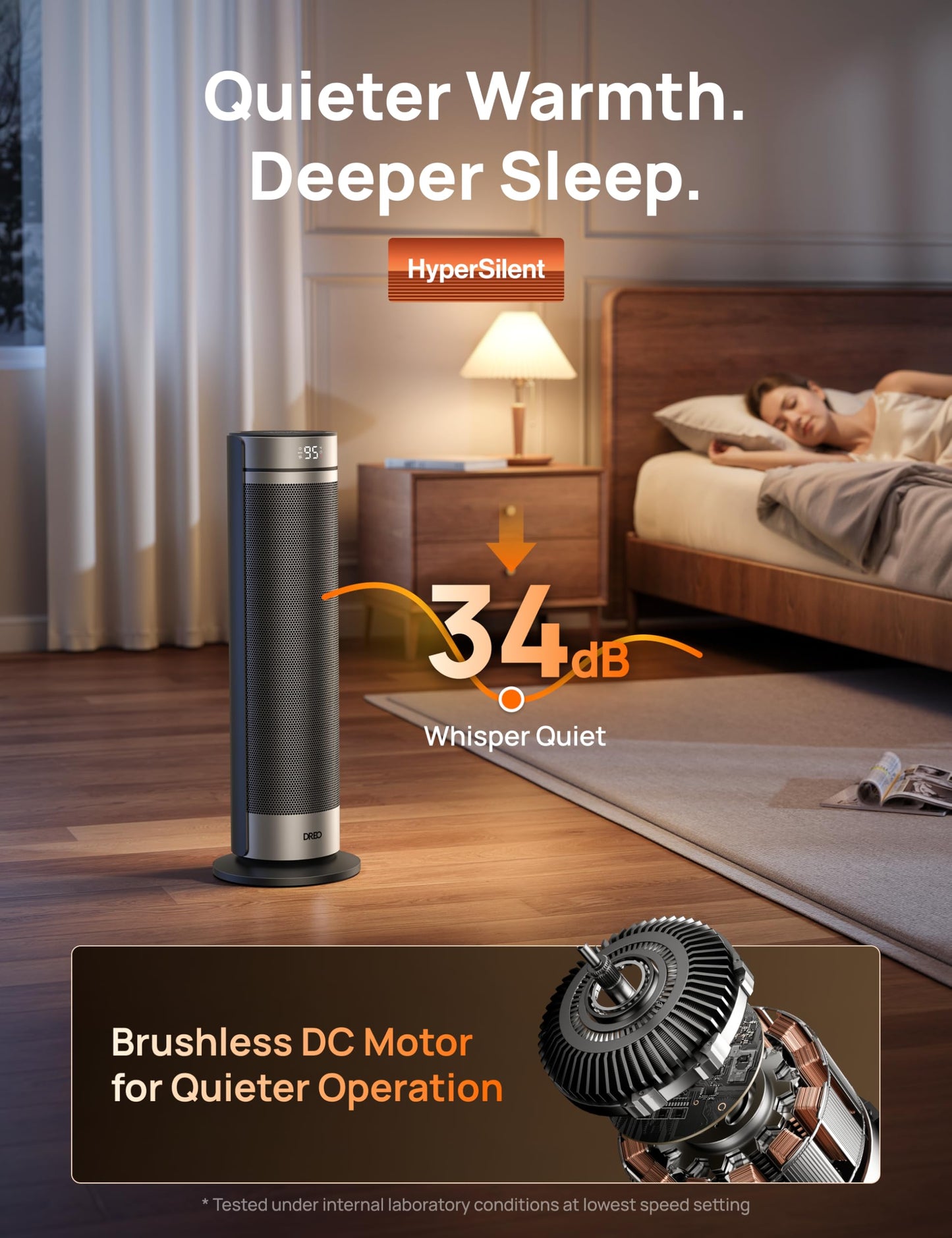 DREO Space Heater for Large Room, 23 Inch Electric Heaters for Indoor Use, 8 Safe Protection Tower, 70° Oscillation, PTC Ceramic with Thermostat and Remote, Quiet, 12H Timer, Bedroom, Office