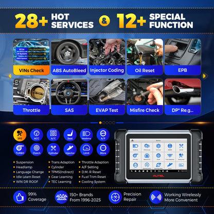Autel Scanner MaxiCOM MK808BT PRO, 2025 2.0 Full Bidirectional Diagnostic Tool as MK900 MX900 MK900BT, Pro Ver. of MK808S MX808S, 3000+ Test, 28+ Service, All System, Brake Bleed, Injector Coding, FCA