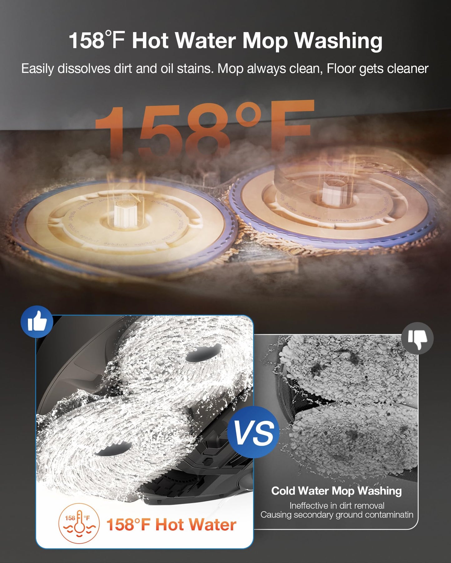 ECOVACS DEEBOT T30S Robot Vacuum and Mop, 11000Pa, ZeroTangle Technology, TruEdge Adaptive Edge Mopping, Hot Water Washing, Self-Emptying, Self Refilling, Auto-Mop Lifting, Obstacle Avoidance