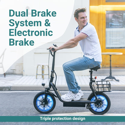 NAVIC T1PRO Electric Scooter,Electric Scooter with Seat,Max 49 Miles Ranges,Top Speed 22 mph,750W Peak Motor for Pets,Cargo with Back Basket