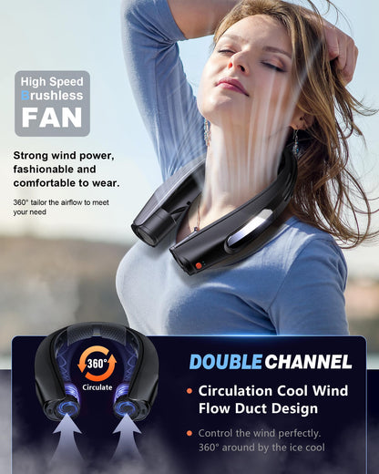 ZEEFO Portable Neck Fan, Hands Free Personal Fan- 6000mAh Battery Operated, Ultra-Quiet USB Rechargeable Fan with 6 Adjustable Speeds, Cooling Wearable Fan for Home, Office, Outdoor, Travel