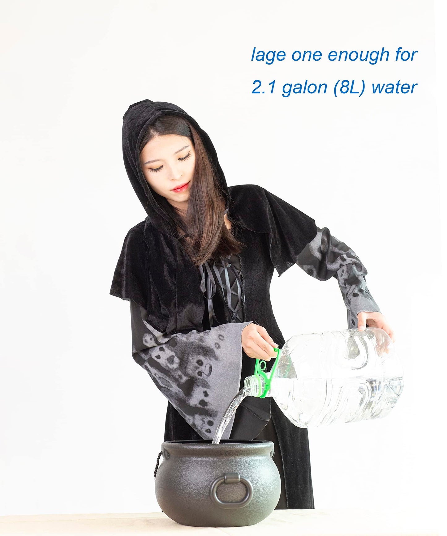 Glocamping 11" and 7.4” Package Large Easter Day, St. Patrick's Day, Halloween Black Plastic Witch Cauldron Kettle, Candy Holder, Party Favor Decoration