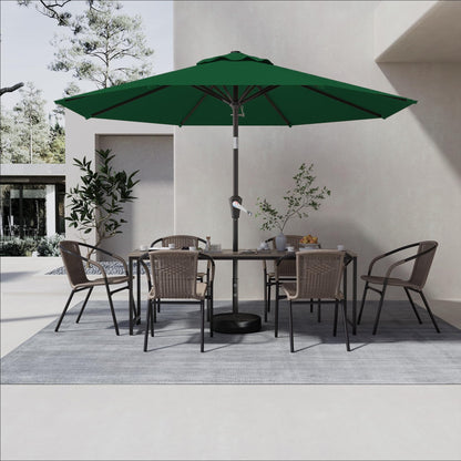 AreShark 9 FT Patio Umbrella for Outdoor, Outdoor Umbrella with Push Button Tilt and Crank, Outdoor Patio Umbrellas with 8 Sturdy Ribs for Market, Garden, Deck, Backyard, Pool (Dark Green)