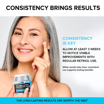 SimplyVital Collagen, Retinol & Hyaluronic Acid Cream - Anti-Aging Face Moisturizer for Face, Firming Skin Care Neck & Décolleté - Made in USA, Daily Moisturizer Face Cream Day & Night - 1.7 fl.oz.