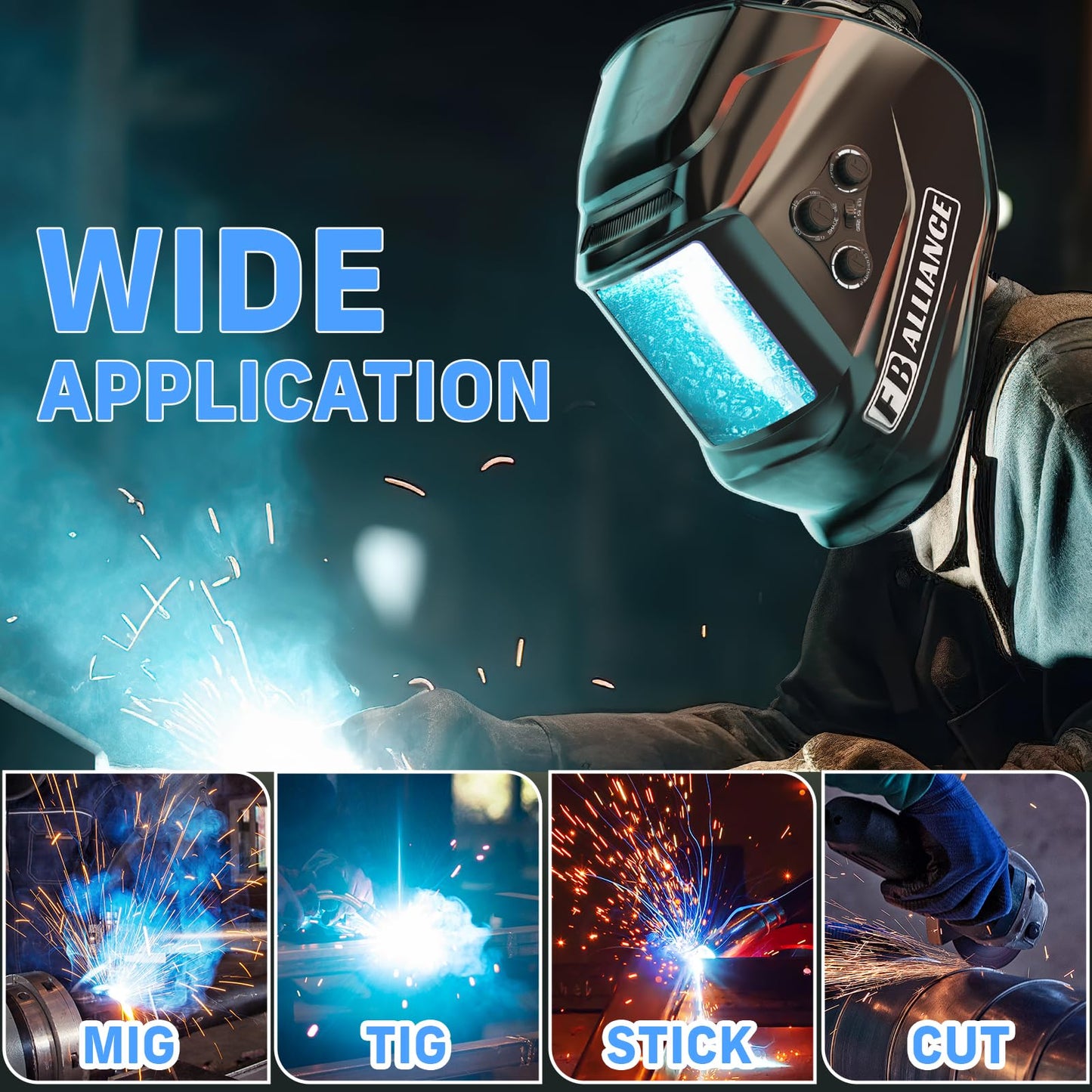 3.94”×3.82” Large Viewing Welding Helmet, True Color Auto Darkening Welding Helmet, Solar/Rechargeable Battery Power Welding Hood With 4 Arc Sensor, Wide Shade 4/5-9/9-13 Welding Mask For TIG MIG ARC