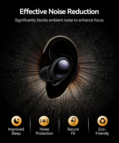 Ear Plugs for Sleeping 45dB Noise Cancelling Ear Plugs for Noise Reduction & Snoring, Concerts, Earplugs for Sleep, Sider Sleepers Airplane, Silicone Earplugs Reusable Concert Ear Plug +8Tip Obsidian