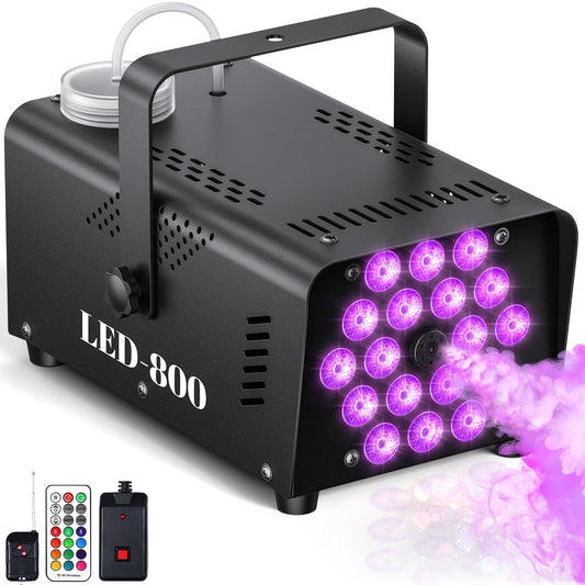 MLIKOEU Fog Machine, 800W Smoke Machine With 13-Color LED Effects, 3500CFM Smoke Machine Fog Output, Wired And Wireless Remote Control,Ideal For Halloween, Wedding And DJ Stage