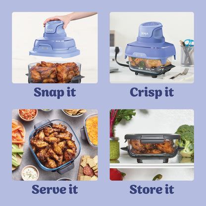 Ninja | Air Fryer | Crispi 4-in-1 Portable Cooking System | 4QT & 6 Cup Glass Containers, Crisper Plates & Storage Lids Included | Microwave, Freezer & Dishwasher Safe | Frosted Lilac | FN101PR
