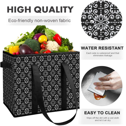 WISELIFE Reusable Grocery Bags [4 Pack],Large Grocery Tote Bag Water Resistant Shopping Bags Foldable Grocery Bag for Clothes,Shoes and Picnic,Black