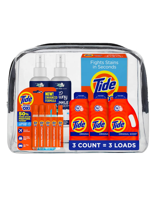 MADE BY NEHEMIAH Tide Back to School Bundle - Includes Liquid Detergent, Tide Stain Remover Wipes, Stain Remover Pen & Downy Wrinkle Releaser Spray - College & Dorm Room Essentials