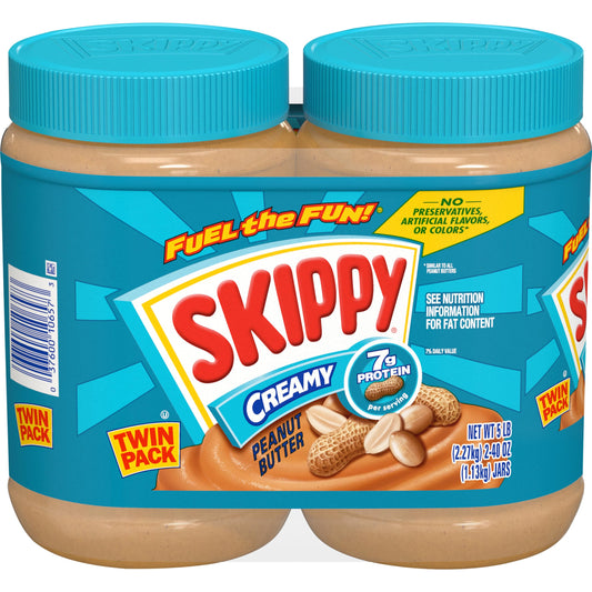 SKIPPY Creamy Peanut Butter, 40 Ounce Twin Pack,2.5 Pound (Pack of 2)