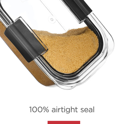 Rubbermaid Brilliance Plastic Food Storage Pantry Baking Set, 3 Containers with Lids (6 Pieces Total), BPA-Free, Clear