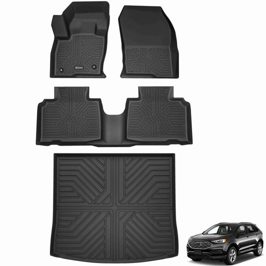 KARPAL Floor Mats Cargo Liner Fit for 2015-2024 Ford Edge, Front & 2nd Row & Cargo Liners, TPE Material All Weather Protection Car Mats for Edge SE, SEL, SEL Plus, Titanium, Sport, ST, ST-Line
