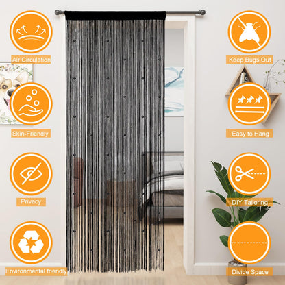 YIIBAII Beaded Curtain Beaded Curtains for Doorways Crystals Suitable for Interior Hanging Decoration and Partitions Closet Curtains (39"x79", Black)