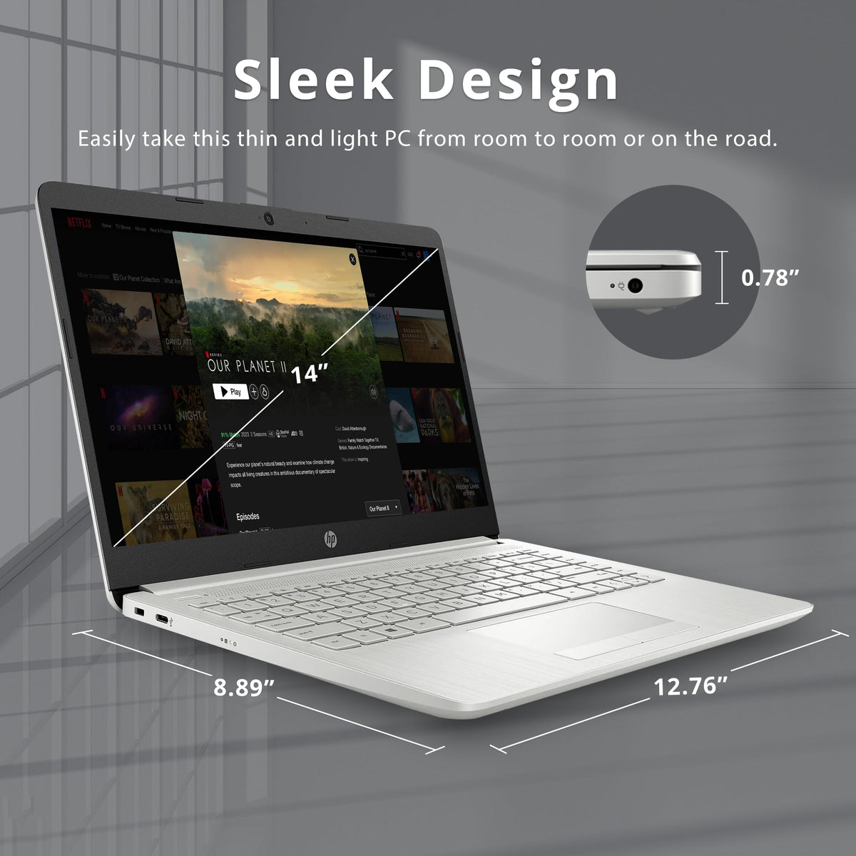 HP Stream 14" HD Lightweight Laptop, Intel Celeron N4120, 16GB RAM, 224GB Storage(64GB eMMC + 160GB Docking Station), Intel UHD Graphics, HD Webcam, 1 Year Office 365, WiFi, Bluetooth, Win 11s, Silver