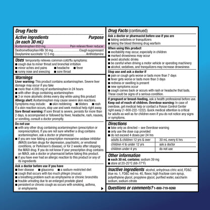 Amazon Basic Care Night Time Cold & Flu Liquid, Cherry, 12 fl oz (Pack of 1)