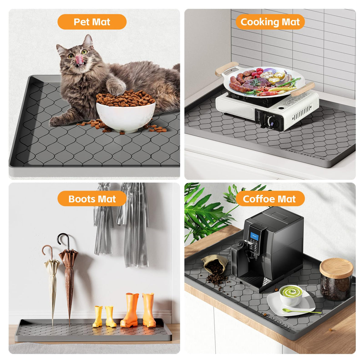 Winisok Silicone Under Sink Mat 28" x 22", kitchen Essentials and Gadgets, Shelf liner and Cabinet Protector, Home Organizers and Storage, Waterproof Bathroom Tray