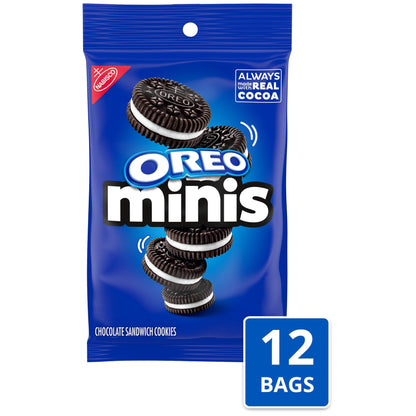 OREO Minis Chocolate Sandwich Cookies, 12 - 3 oz Bags