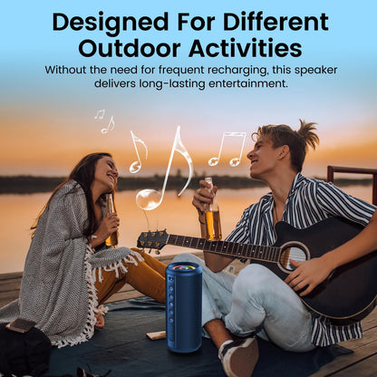 Portable Bluetooth Speaker, 2026 Bluetooth 5.4 Wireless Speaker with 20W HD Loud Stereo Sound, 20H Playtime, LED Lights, IP7, TWS Pairing, Built-in Mic, for Outdoor, Home, Beach, Party, Gift, Blue