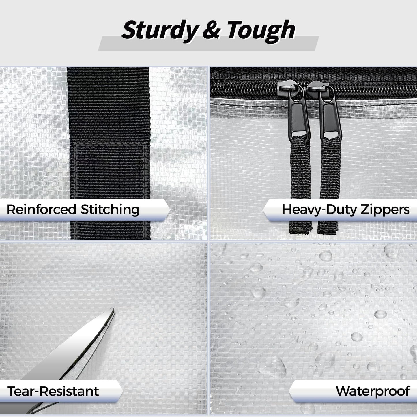 8 Pack Extra Large Heavy Duty Moving Bags, Clear Storage Bins with Lids, Reinforced Handles & Heavy-Duty Zippers Moving Boxes Storage Bags Totes for Clothes Packing, Dorms, College Supplies, Clear