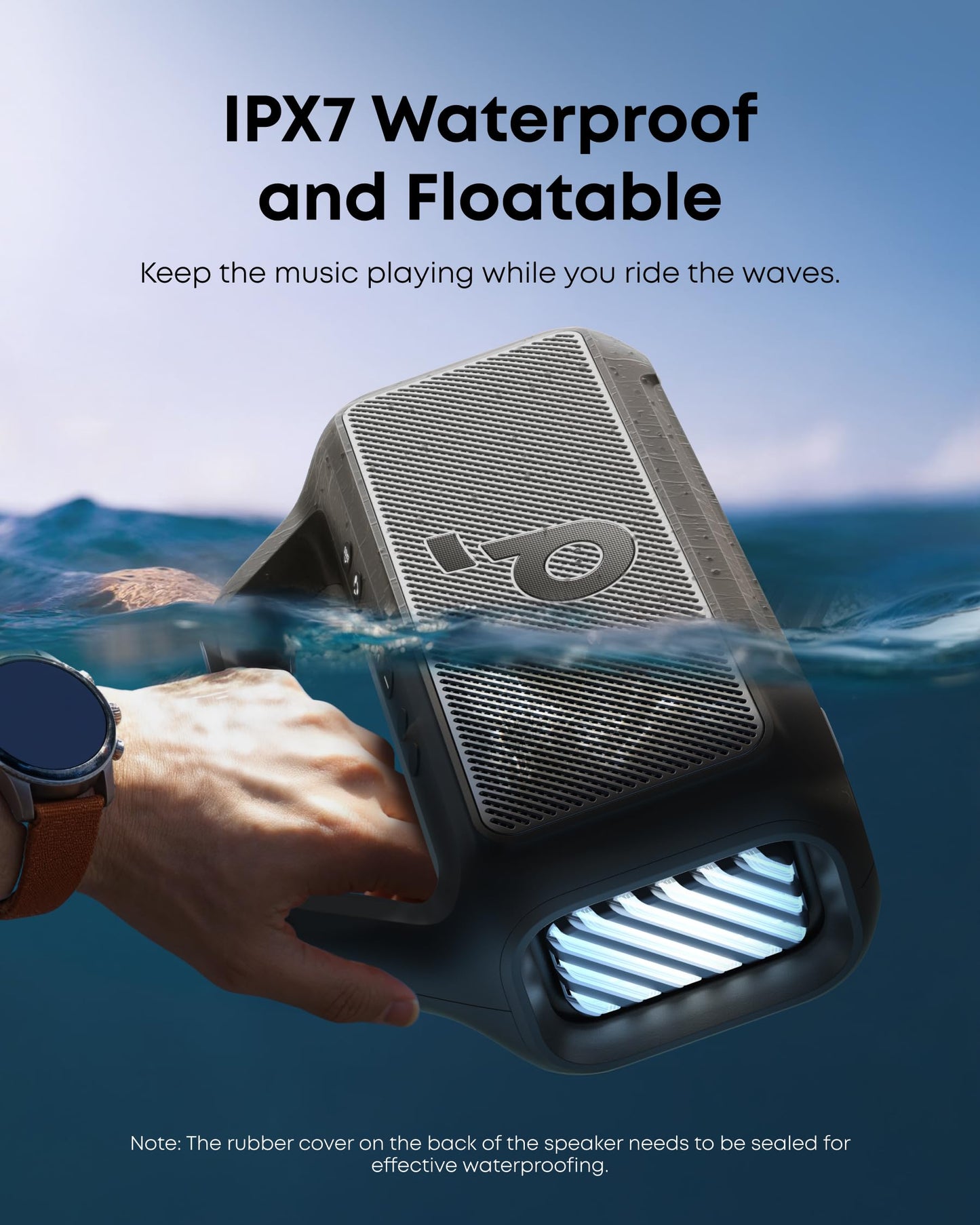 soundcore Boom 2 By Anker, Outdoor Speaker, 80W, Subwoofer, BassUp 2.0, 24H Playtime, IPX7 Waterproof, Floatable, RGB Lights, USB-C, Custom EQ, Bluetooth 5.3, Portable for Camping, Beach, and Backyard