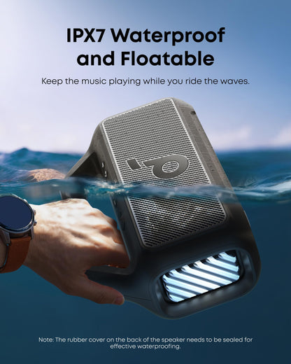 soundcore Boom 2 By Anker, Outdoor Speaker, 80W, Subwoofer, BassUp 2.0, 24H Playtime, IPX7 Waterproof, Floatable, RGB Lights, USB-C, Custom EQ, Bluetooth 5.3, Portable for Camping, Beach, and Backyard