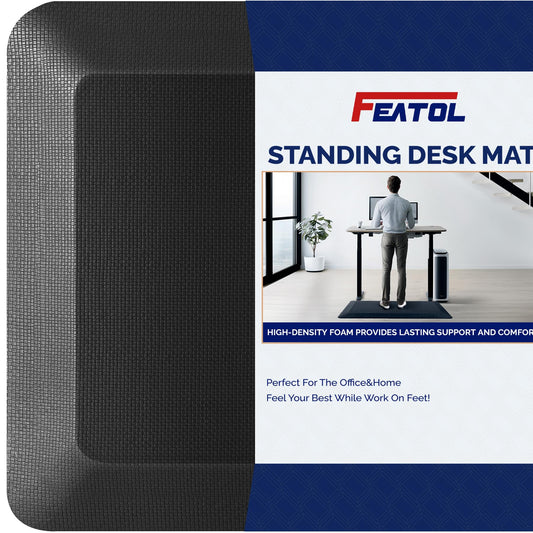 FEATOL Anti Fatigue Mat for Standing, 9/10 Extra Thick Ergonomic Standing Desk Mat, Comfort & Durable Memory Foam Standing Mat at Home,Office All Day (20" x 32", Black)