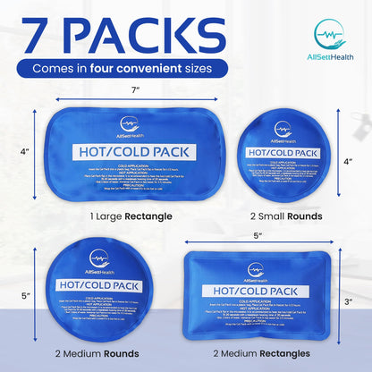Reusable Hot and Cold Ice Packs for Injuries Reusable – 7 Piece Flexible Ice Packs in Multiple Shapes and Sizes – Multi Use Ice Pack for Back Pain Relief, Neck, Shoulder