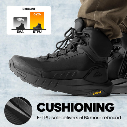NORTIV 8 Men's Tactical Hiking Boot Lightweight Cushion Sole Boots for Work All Day Side Zipper Motorcycle Combat Military Boot Arch Support 8 Inches Terrascope,Size 9.5,Black,NMUMMT2503
