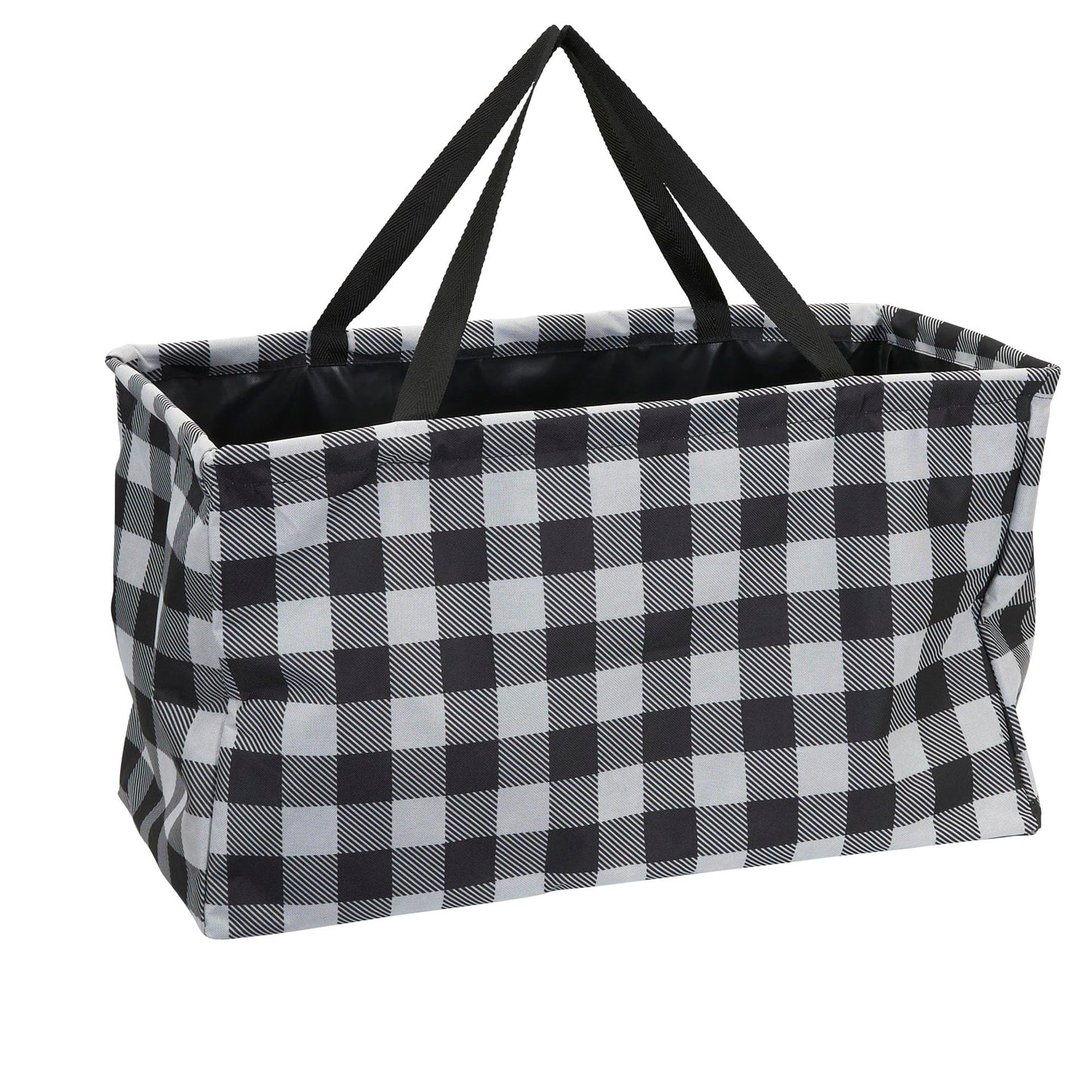 Household Essentials Black and White Plaid Krush Container All-Purpose Utility Tote