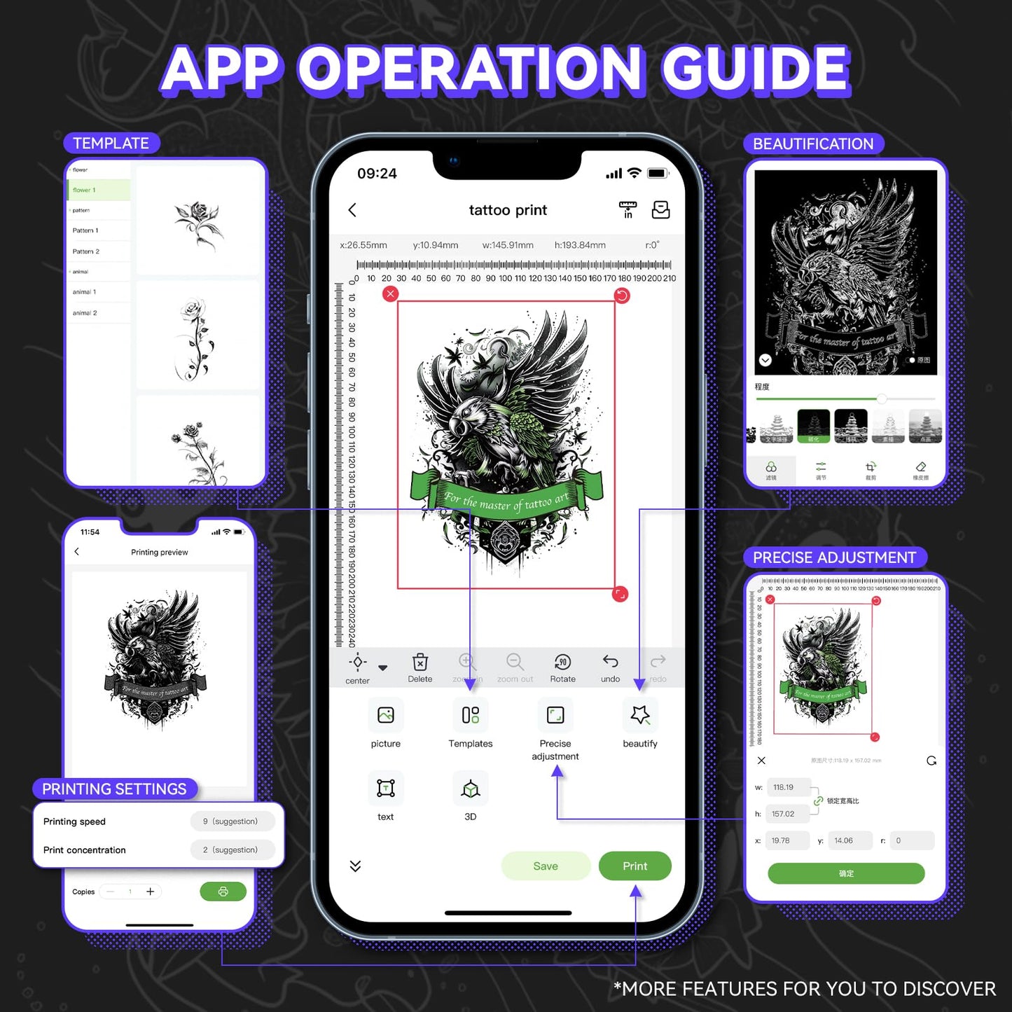 PeriPage Wireless Tattoo Stencil Printer - Professional & Beginner Friendly, Bluetooth & USB Connectivity, 5pcs Free Stencil Paper Included