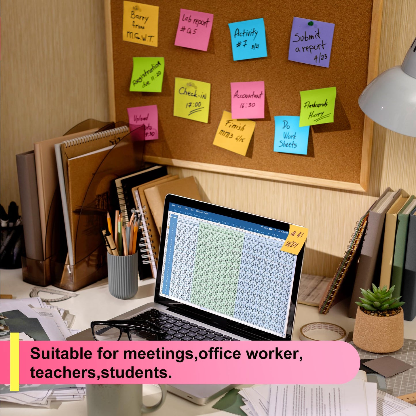 OHOME Sticky Notes - 12 Pads, 3”x3” - Colorful Self-Stick Post Notes Bulk - Office Desk Accessories | Teacher Classroom Must Haves,Aesthetic School Supplies for Home,Stocking Stuffers for Women