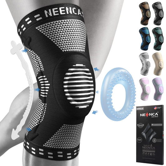 NEENCA Professional Knee Brace for Pain Relief, Medical Knee Support with Patella Pad & Side Stabilizers, Compression Knee Sleeve for Meniscus Tear, ACL, Joint Pain, Runner, Workout - Single