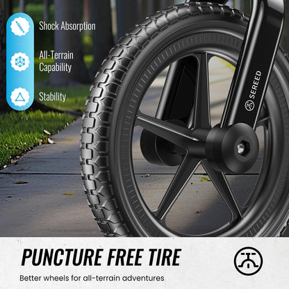 SEREED Toddler Balance Bike 2 Year Old, No Pedal Kids Bicycle Toys for 2-5 Years Old, Tool-Free Adjustment, Customize Plate with Stickers, Gift for 2-3 Boys Girls (White)