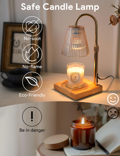 Allanmen Candle Warmer Lamp with Timer, Dimmable Candle Warmer for Home Decor, Birthday Gifts for Women, Adjustable Height Wax Melts Warmer with 2 Bulbs