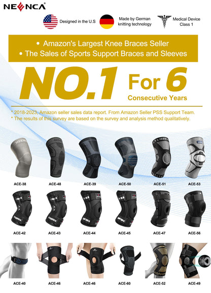 NEENCA 2 Pack Knee Braces for Knee Pain, Compression Knee Sleeves with Patella Gel Pad & Side Stabilizers, Knee Support for Meniscus Tear, Arthritis, Joint Pain, ACL, Runner, Workout- FSA/HSA APPROVED