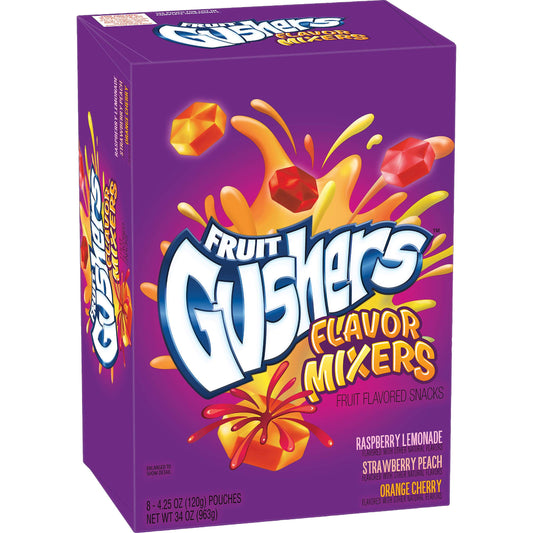 Gushers Flavor Mixers Fruit Snacks, Variety Snack Pack, Gluten-Free, 8 Pouches, 4.25 oz Each (Pack of 6)
