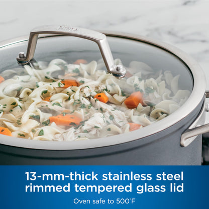 Ninja Cookware, Ninja NeverStick Professional, 16-Piece Pots and Pans Set, Non Stick Frying Pans, Kitchen Essentials, Stock Pot, Sauce Pan, Glass Lids, Saute Pan, All Stovetops, Black, C39900