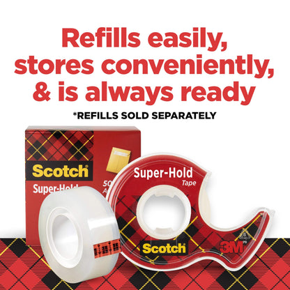 Scotch Super-Hold Tape, 2 Rolls, Transparent Finish, 50% More Adhesive, Trusted Favorite, 3/4 x 600 Inches, Dispensered (198DM-2)