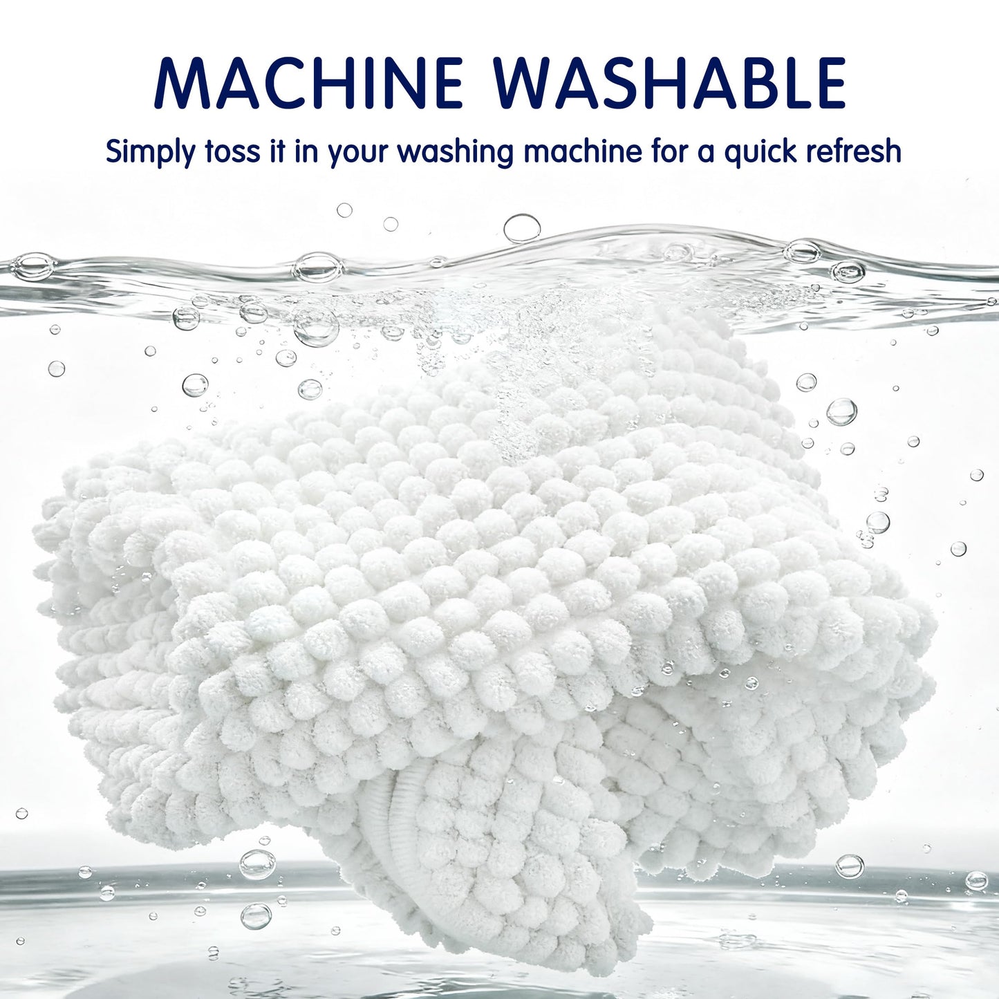 SUBRTEX Bathroom Rugs Chenille Bath Rug Soft Short Plush Bath Mat Soft Shower Mat Water Absorbent Shower Mat Quick Dry Machine Washable(White,16" x 24")