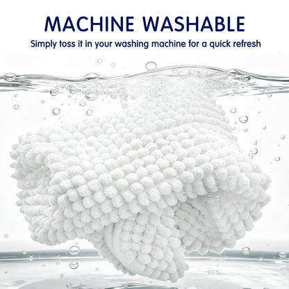 SUBRTEX Bathroom Rugs Chenille Bath Rug Soft Short Plush Bath Mat Soft Shower Mat Water Absorbent Shower Mat Quick Dry Machine Washable(White,16" x 24")