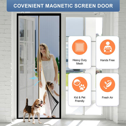 METAONLY Magnetic Screen Door Mesh 38" x 82" - Fits 36" x 80" Door Size, Works for Patio, Sliding Door, Keeps Bug Mosquito Out, Fresh Air Flow, Black