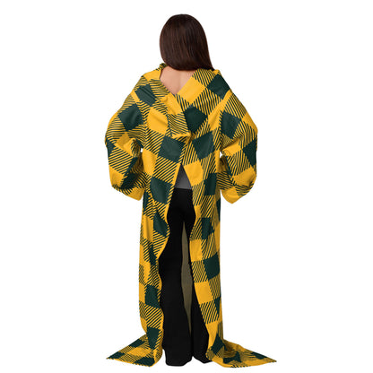 FOCO Green Bay Packers NFL Buffalo Plaid Oversized Wearable Throw Blanket - 48" x 71"