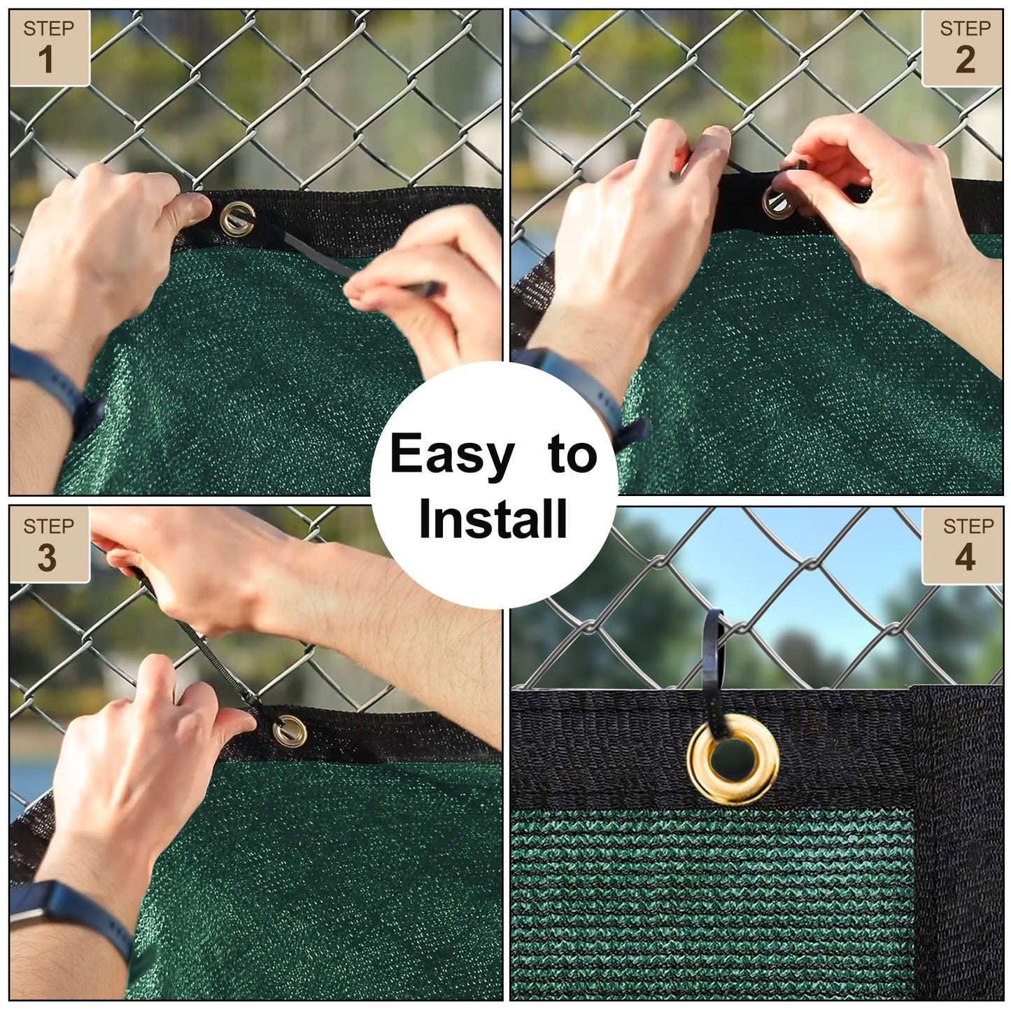 UPGRADE Privacy Fence Screen 4'x5' Dark Green Outdoor 90% Visibility Blockage 170 GSM Mesh Shade Cover Panels for Backyard,Balcony,Home Decoration with Zip Ties,Customized Avaliable