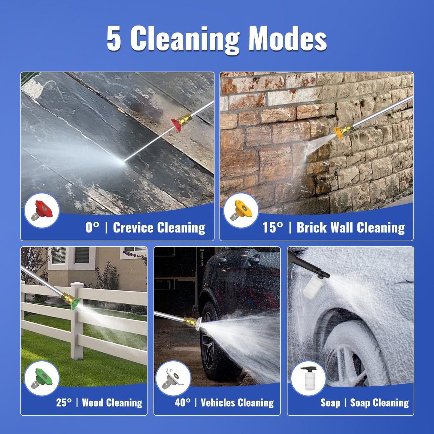 Electric Pressure Washer, 5000PSI Max 3.6 GPM 20FT Hose,35FT Power Cord 4 Different Tips Foam Cannon Power Washer