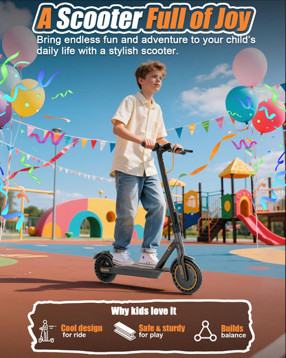 MAXSHOT Electric Scooter Adults & Big Kids, 350W Powerful Motor, Top Speed 16/19MPH, 12/16/19/21Miles Range, 8.5" Solid Tires Folding Commuter Escooter with Dual Suspension for Commuting, APP Control