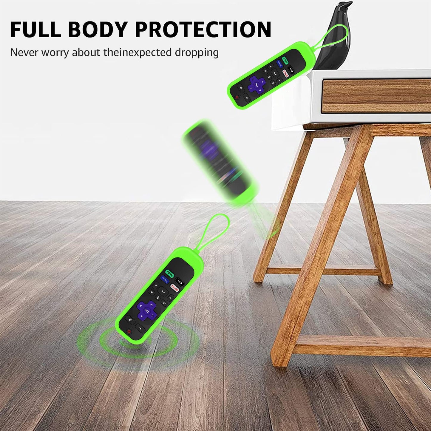 [3Pack] Climberer Remote Case Cover Compatible with TCL/Hisense roku TV |Sharp Roku TV | Roku Express 4K+，Glow in The Dark Makes it Easy to find